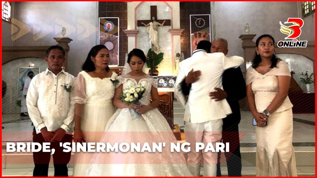 Bride, 'sinermonan' ng pari habang naglalakad papuntang altar