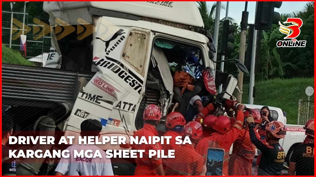 ⁣Driver at helper naipit sa kargang mga sheet pile!