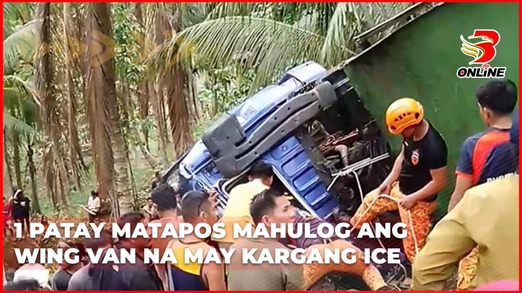 1 patay matapos mahulog ang wing van na may kargang ice