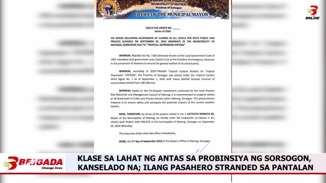 Klase sa lahat ng antas sa probinsiya ng Sorsogon, kanselado na; ilang pasahero stranded sa pantalan