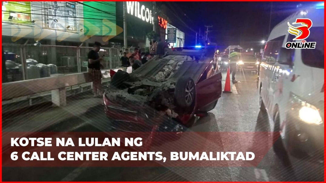Kotse na lulan ng 6 call center agents, bumaliktad