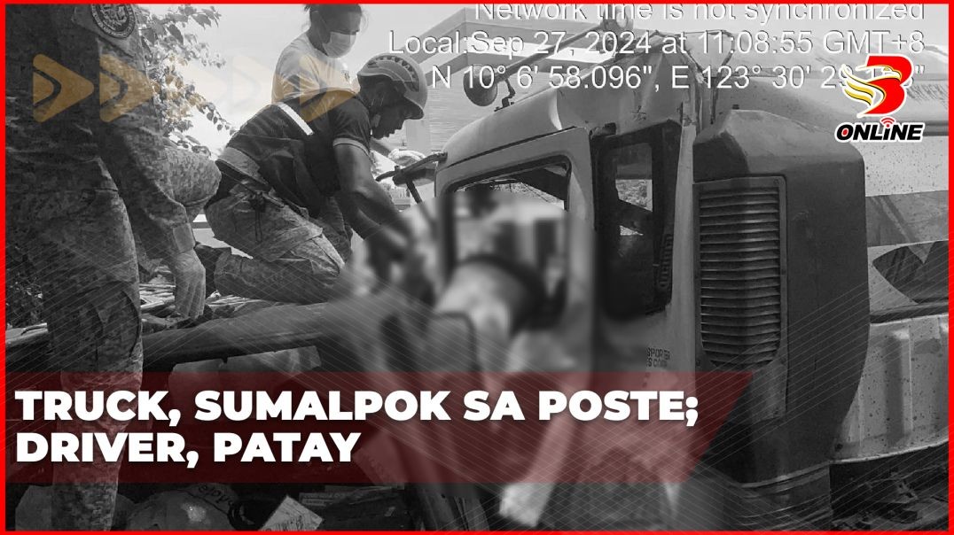 Truck, sumalpok sa poste; Driver, patay