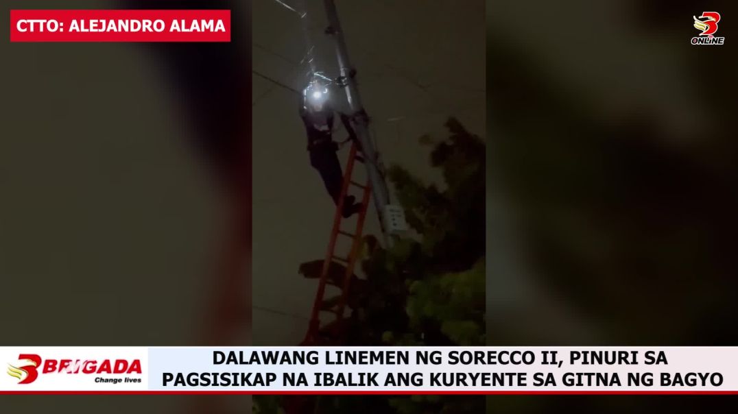⁣Dalawang linemen ng SORECO II, pinuri sa pagsisikap na ibalik ang kuryente sa gitna ng bagyo