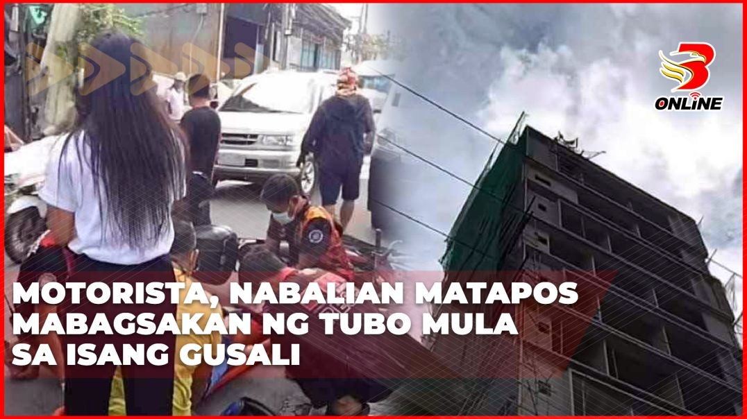 ⁣Motorista, nabalian matapos mabagsakan ng tubo mula sa isang gusali