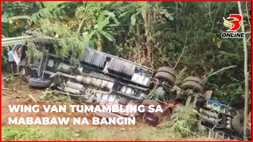 ⁣Wing van tumambling sa mababaw na bangin