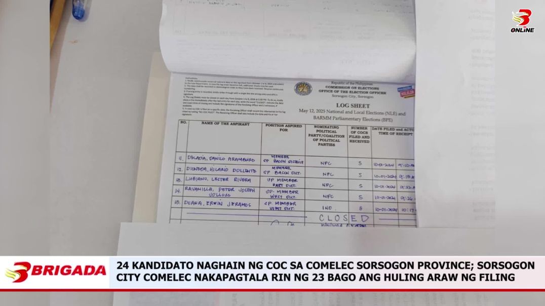 ⁣24 Kandidato Naghain ng COC sa Comelec Sorsogon Province; Sorsogon City Comelec Nakapagtala rin ng 2