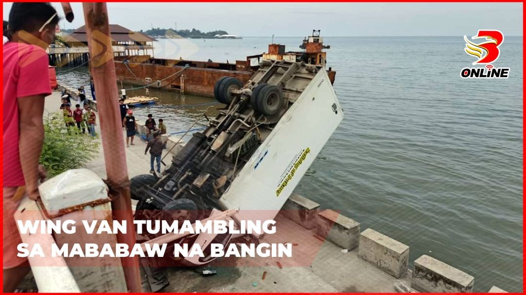 ⁣Close van nahulog sa tulay bumulusok sa seawall, driver inaantok