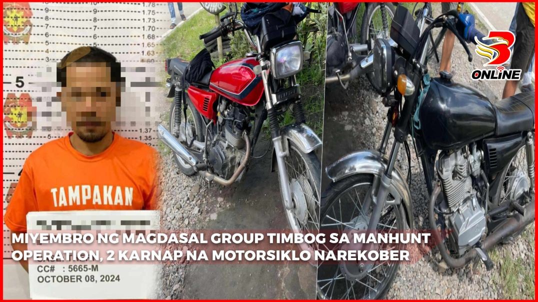 ⁣Miyembro ng magdasal group timbog sa manhunt operation, 2 karnap na motorsiklo narekober