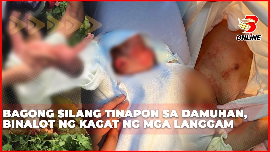 Bagong silang tinapon sa damuhan, binalot ng kagat ng mga langgam