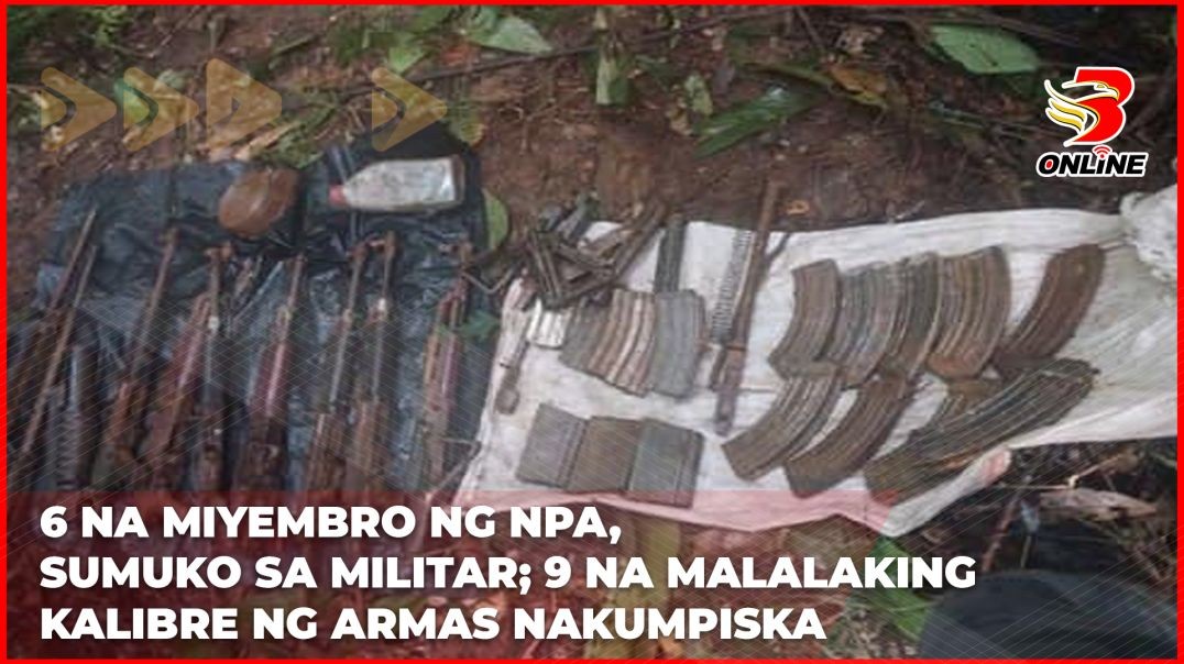 6 na miyembro ng NPA, sumuko sa militar; 9 na malalaking kalibre ng armas, nakumpiska