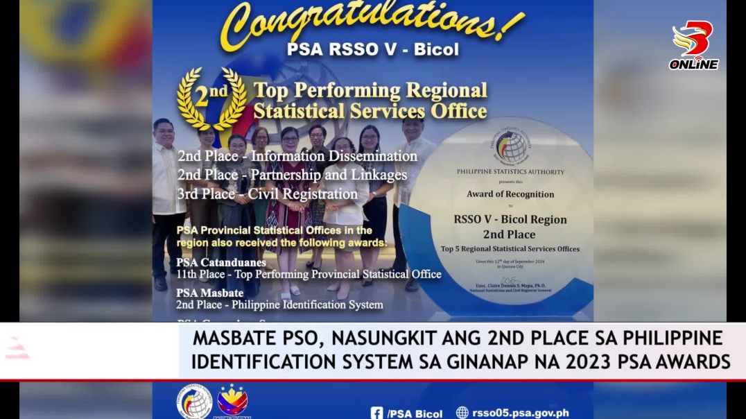 ⁣Masbate PSO, nasungkit ang 2nd place sa Philippine Identification System sa ginanap na 2023 PSA Awar