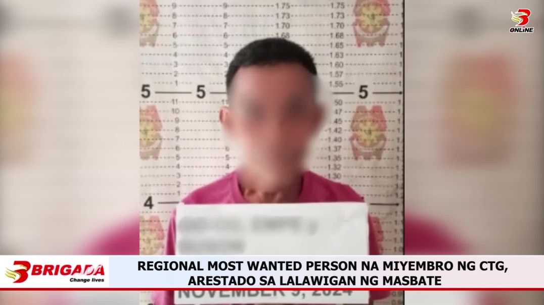 ⁣Regional most wanted person na miyembro ng CTG, arestado sa lalawigan ng Masbate