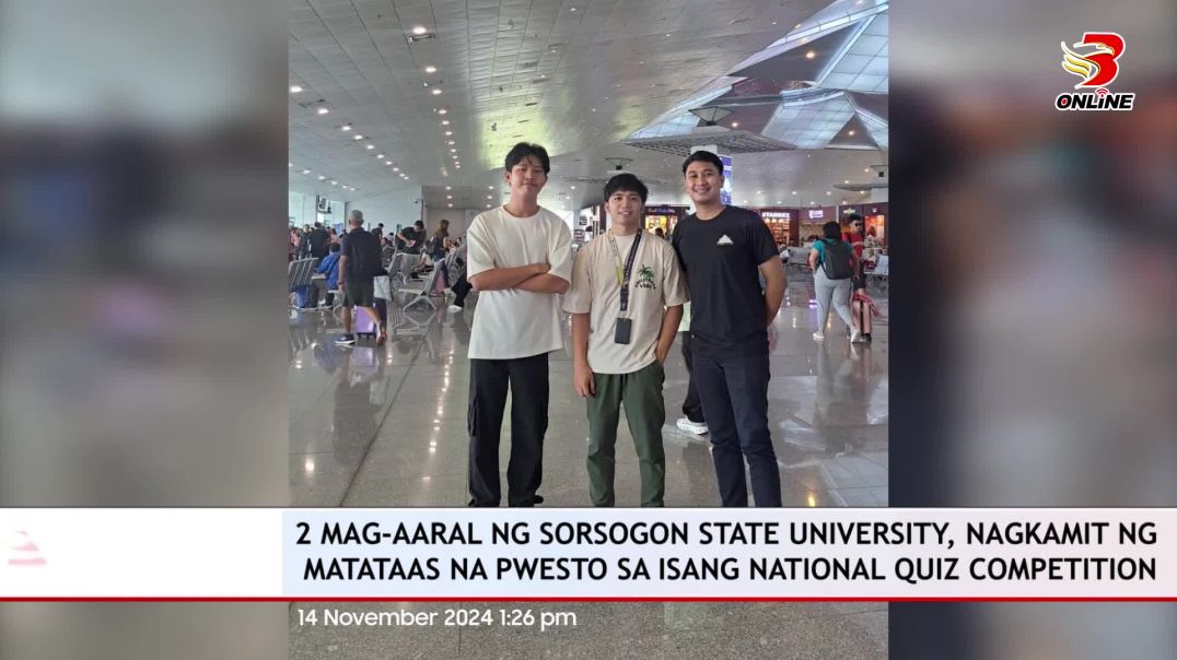 ⁣Dalawang mag-aaral ng Sorsogon State University, nagkamit ng matataas na pwesto sa isang National Qu