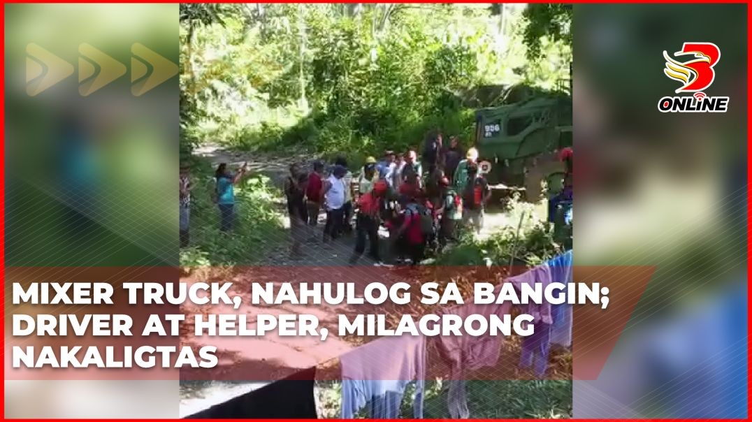 Mixer truck, nahulog sa bangin; driver at helper, milagrong nakaligtas