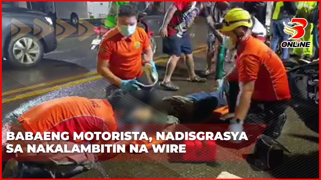 ⁣Babaeng motorista, nadisgrasya sa nakalambitin na wire