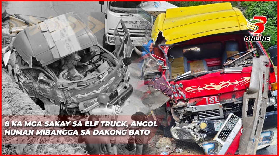 8 ka mga sakay sa Elf Truck, Angol human mibangga sa dakong  bato