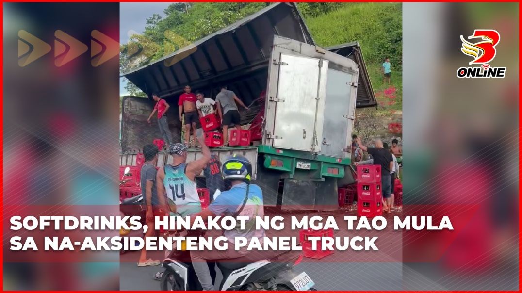 ⁣Softdrinks, hinakot ng mga tao mula sa na-aksidenteng panel truck