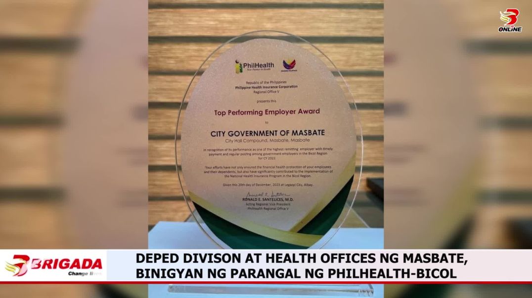⁣Deped division at Health offices ng Masbate, binigyan ng parangal ng Philhealth-Bicol