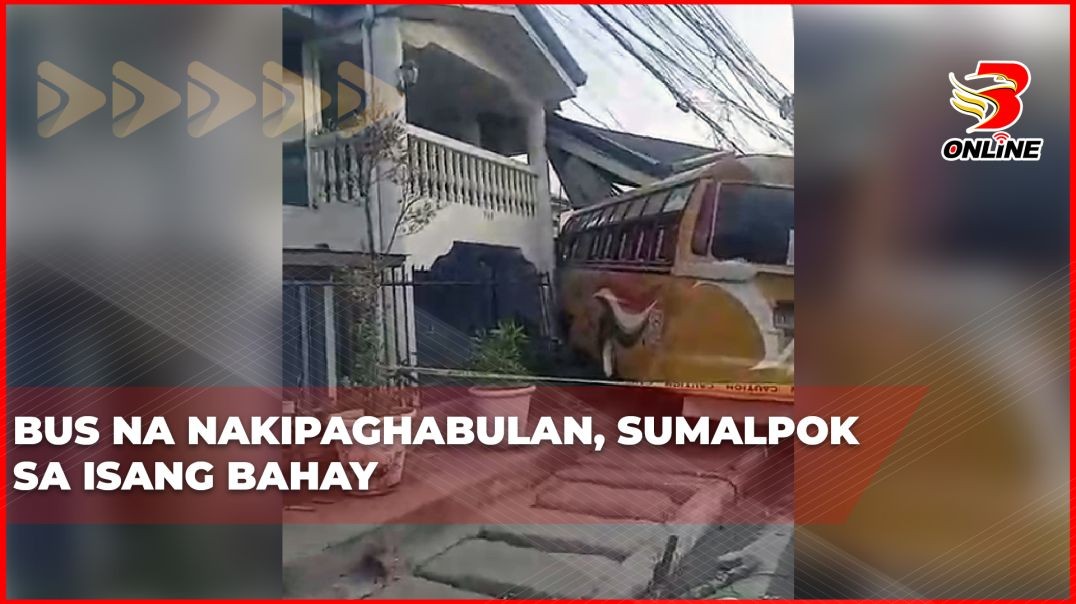 Bus na nakipaghabulan, sumalpok sa isang bahay