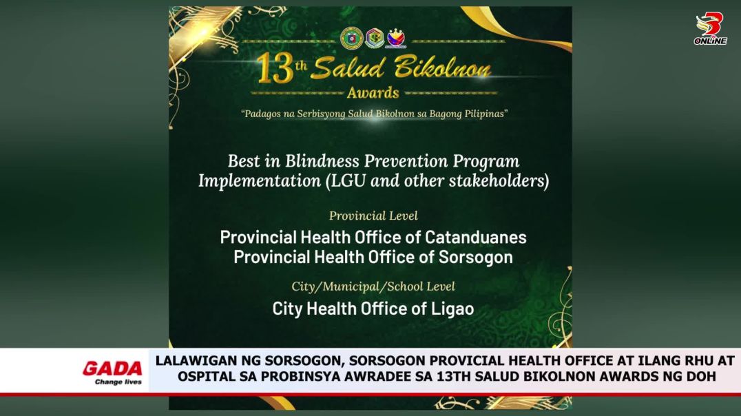 ⁣Lalawigan ng Sorsogon, Sorsogon Provicial Health office at ilang RHU at ospital sa probinsya awradee