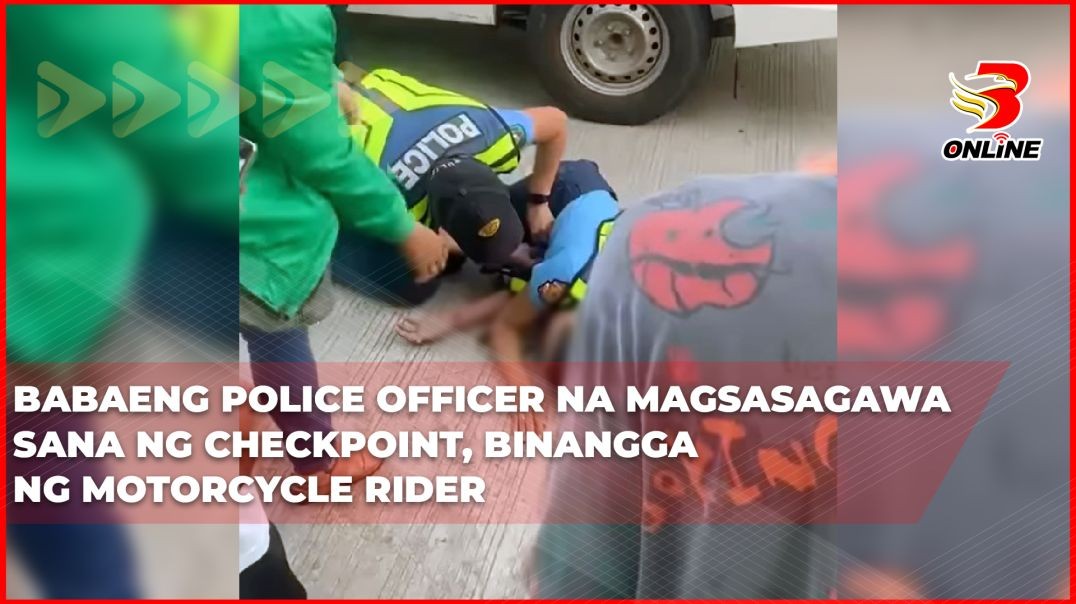 ⁣Babaeng police officer na magsasagawa sana ng checkpoint, binangga ng motorcycle rider