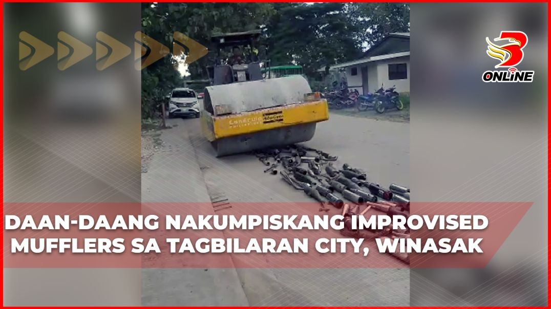 ⁣Daan-daang nakumpiskang improvised mufflers sa Tagbilaran City, winasak