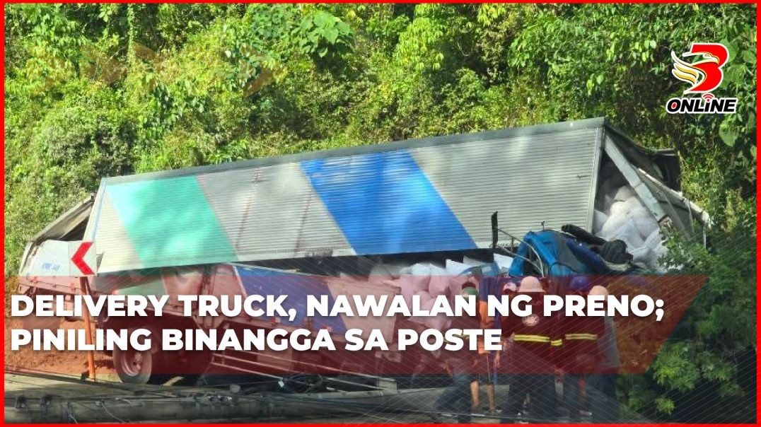 Delivery truck, nawalan ng preno; piniling binangga sa poste