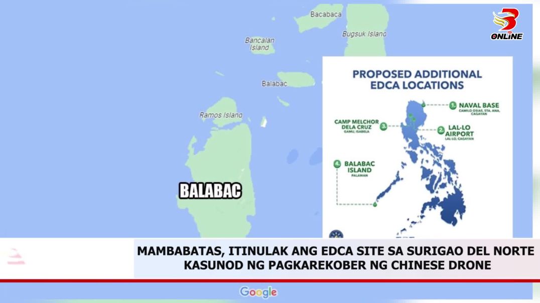 Mambabatas, itinulak ang EDCA site sa Surigao Del Norte kasunod ng pagkarekober ng Chinese Drone