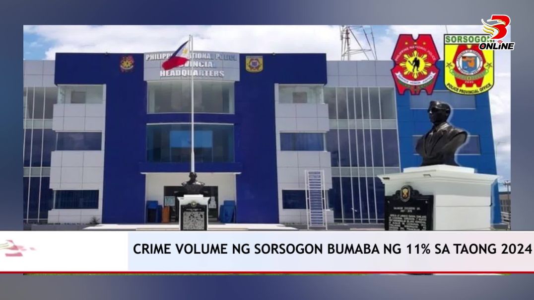 ⁣Crime Volume ng Sorsogon bumaba ng 11% sa taong 2024