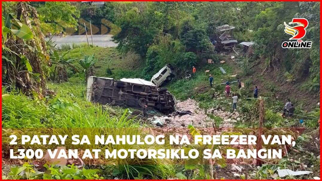 2 patay sa nahulog na freezer van, L300 van at motorsiklo sa bangin