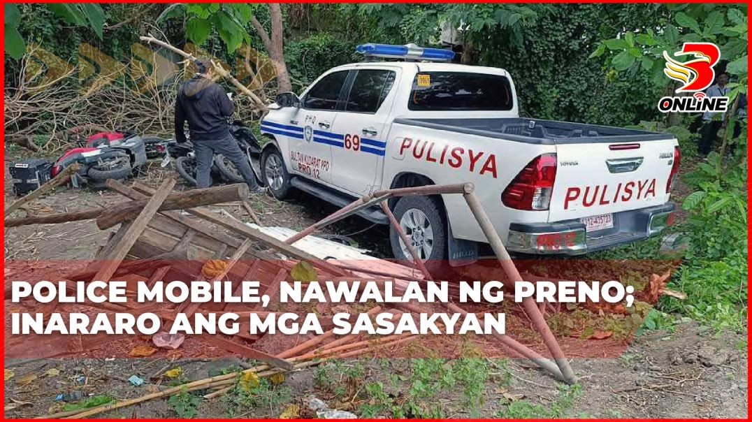 ⁣Police mobile, nawalan ng preno; inararo ang mga sasakyan