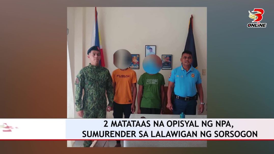 2 MATATAAS NA OPISYAL NG NPA, SUMURENDER SA LALAWIGAN NG SORSOGON