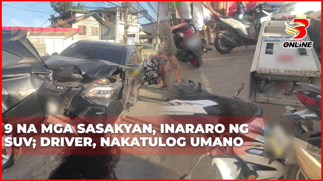 9 na mga sasakyan, inararo ng SUV; Driver, nakatulog umano