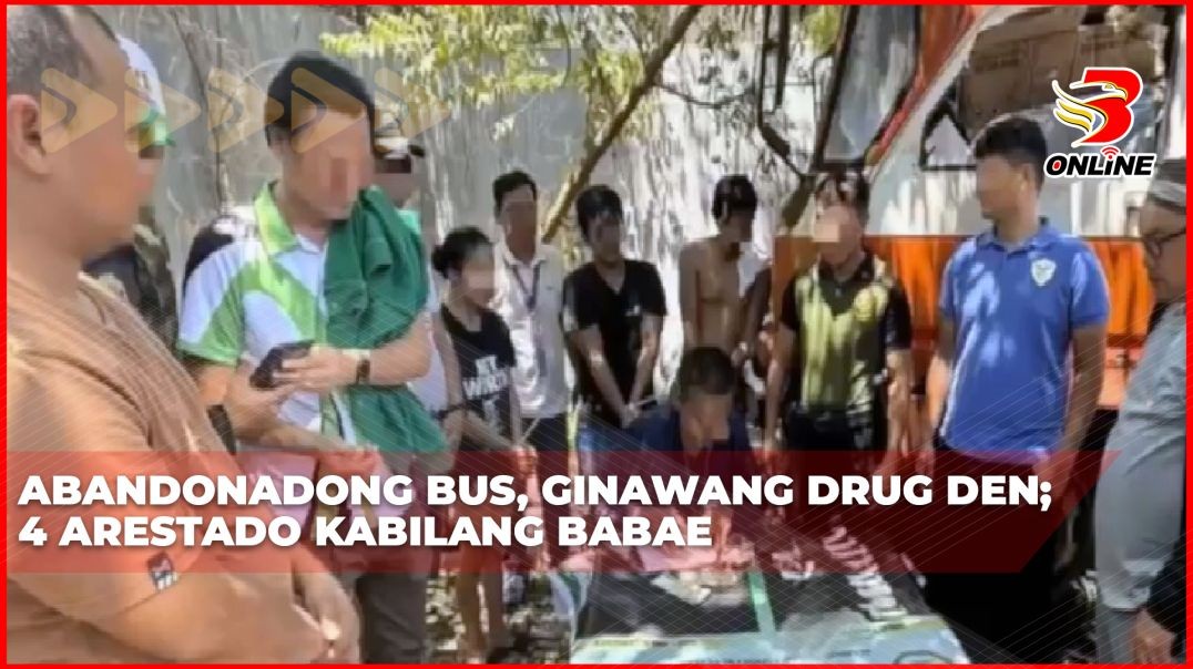 ⁣Abandonadong bus, ginawang drug den; 4 arestado kabilang babae