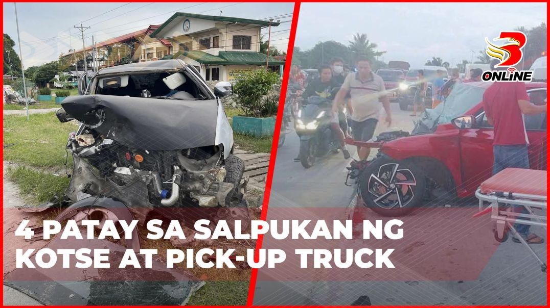 4 patay sa salpukan ng kotse at pick-up truck