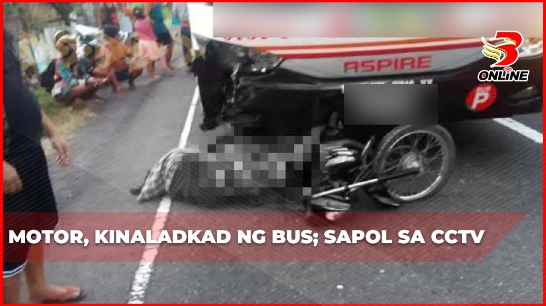 ⁣Motor, kinaladkad ng bus; sapol sa cctv
