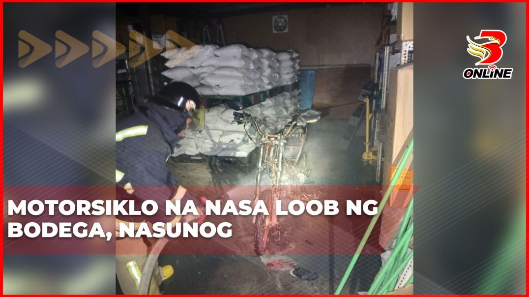 ⁣Motorsiklo na nasa loob ng bodega, nasunog