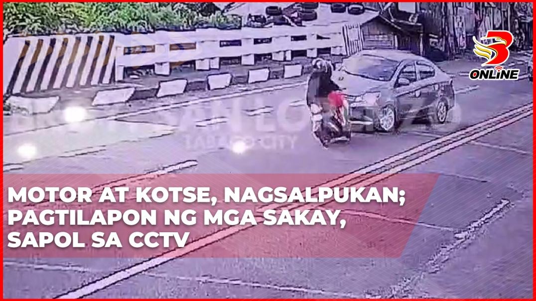 ⁣Motor at kotse, nagsalpukan; Pagtilapon ng mga sakay, sapol sa CCTV