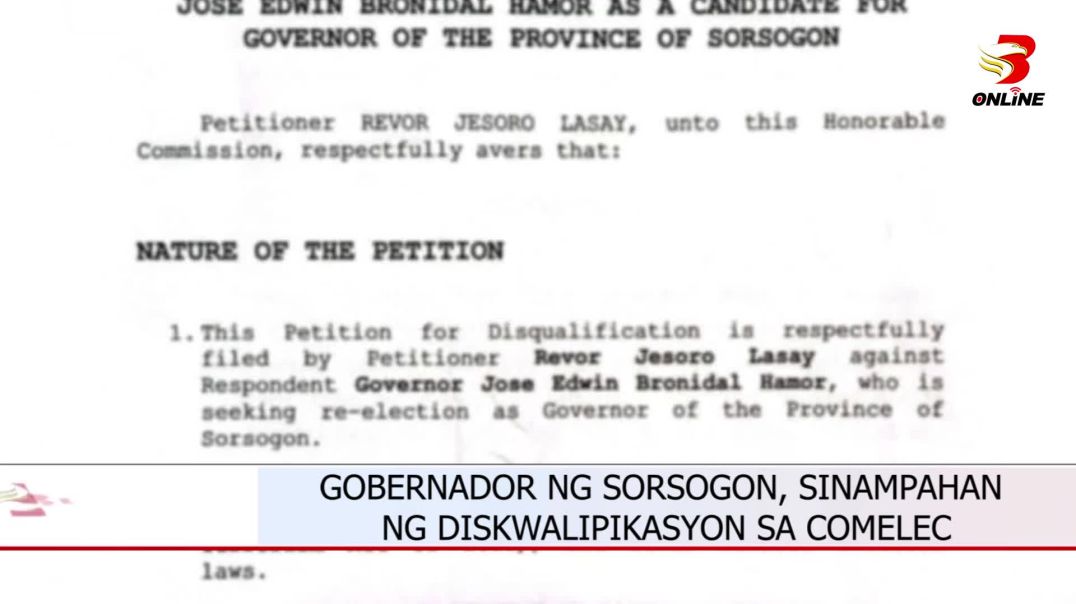⁣GOBERNADOR NG SORSOGON, SINAMPAHAN NG DISKWALIPIKASYON SA COMELEC