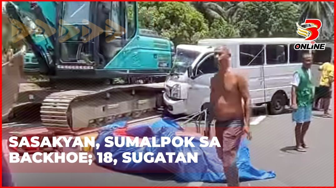Sasakyan, sumalpok sa Backhoe; 18, sugatan
