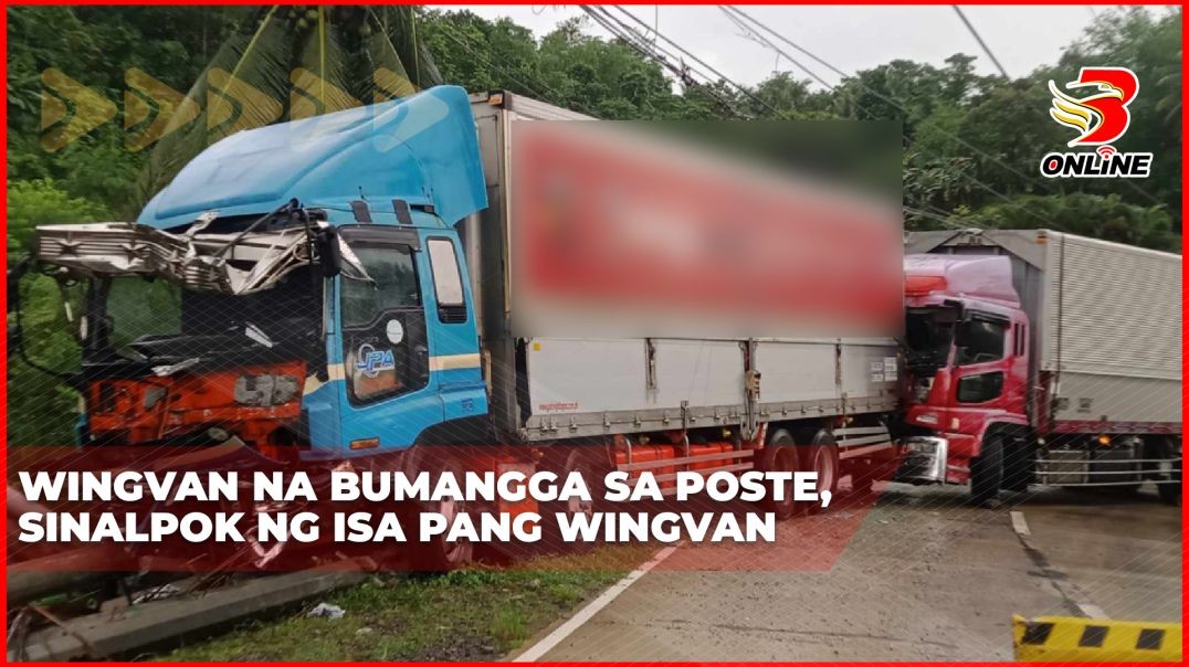 ⁣Wingvan na bumangga sa poste, sinalpok ng isa pang wingvan