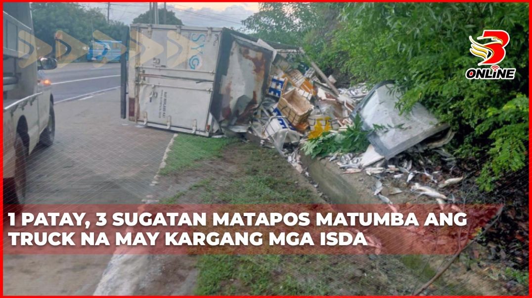 ⁣1 patay, 3 sugatan matapos matumba ang truck na may kargang mga isda