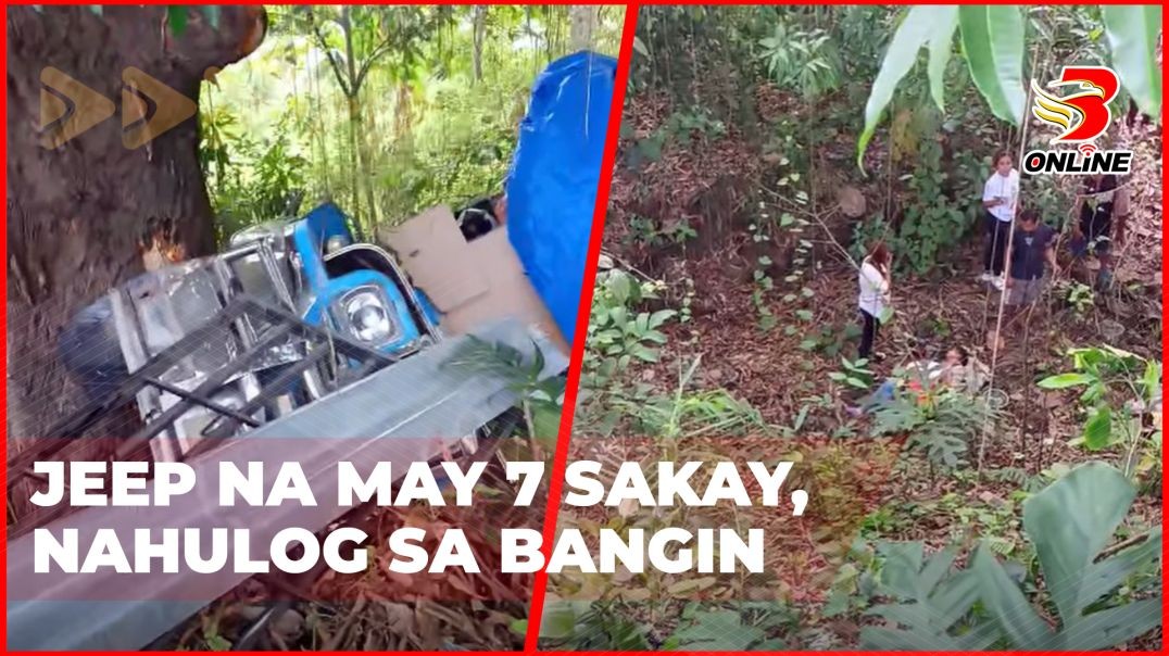 ⁣Jeep na may 7 sakay, nahulog sa bangin