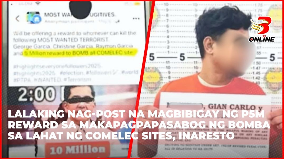 ⁣Lalaking nag-post na magbibigay ng P5M reward sa makapagpapasabog ng bomba sa lahat ng COMELEC sites