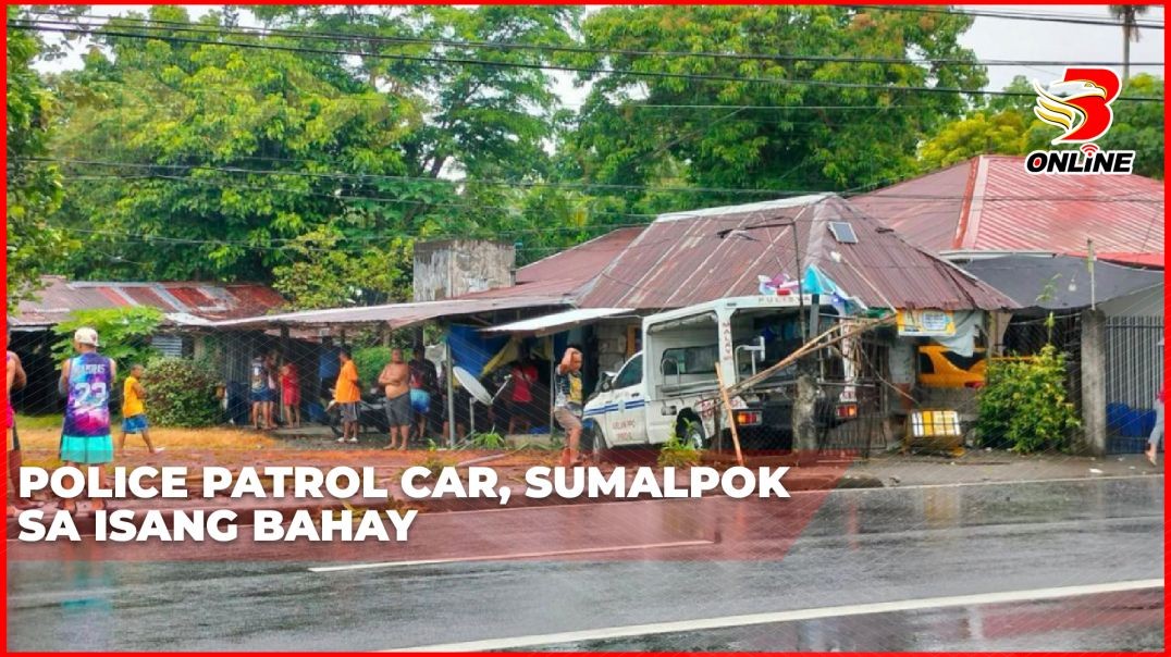 ⁣‎Police patrol car, sumalpok sa isang bahay