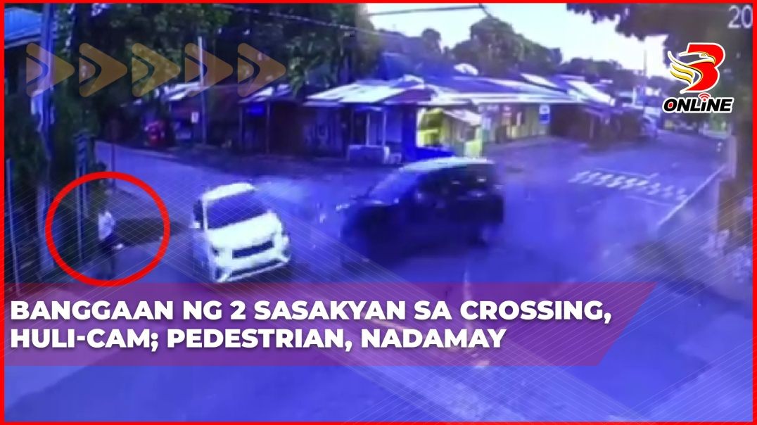 ⁣Banggaan ng 2 sasakyan sa crossing, huli-cam; Pedestrian, nadamay