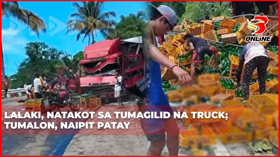 Lalaki, natakot sa tumagilid na truck; tumalon, naipit patay