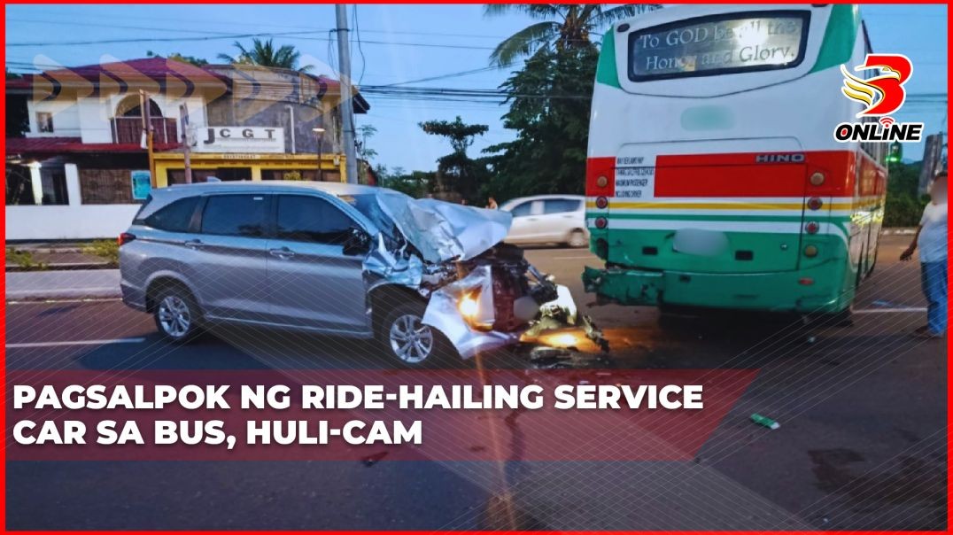 ⁣Pagsalpok ng ride-hailing service car sa bus, huli-cam