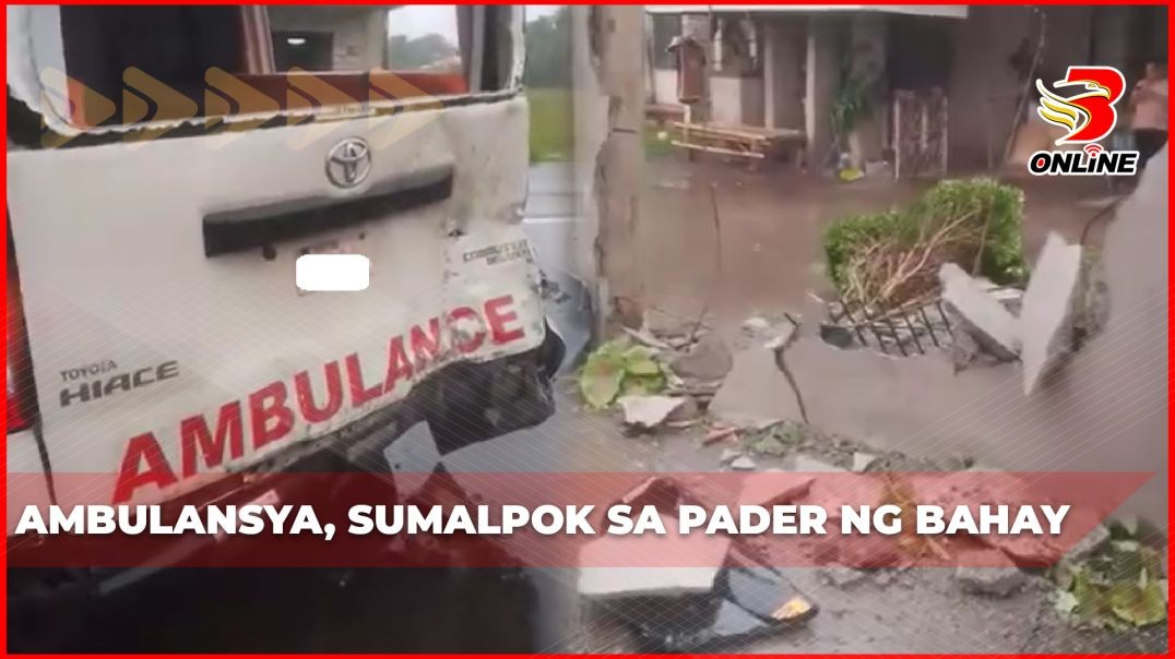 ⁣Ambulansya, sumalpok sa pader ng bahay
