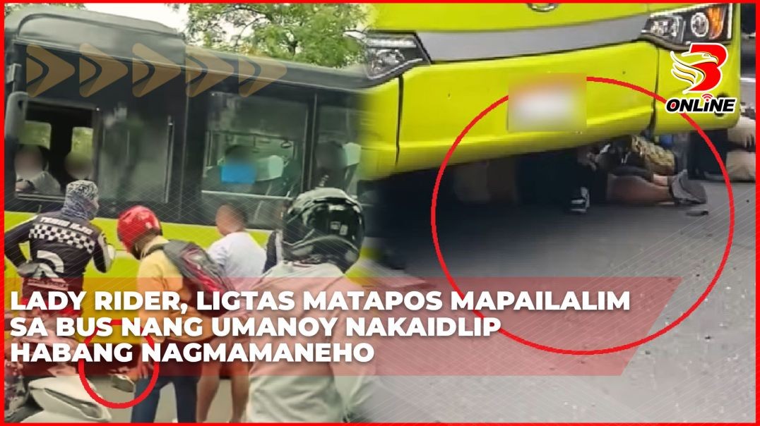⁣Lady rider, ligtas matapos mapailalim sa bus nang umanoy nakaidlip habang nagmamaneho